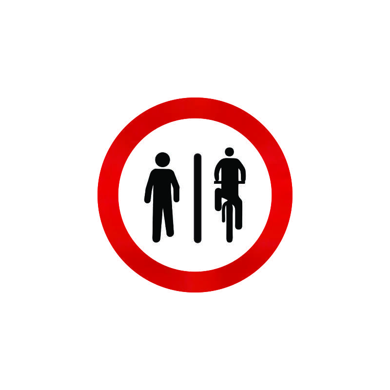 Pedestres a esquerda ciclistas a direita